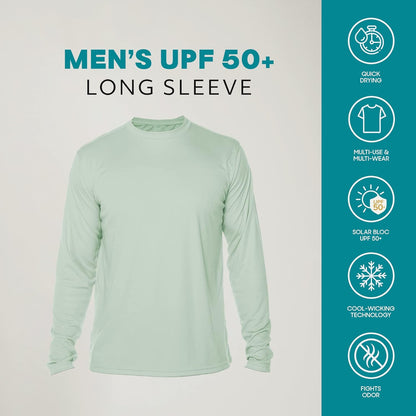 Men'S Outdoor UPF 50+ Long Sleeve T-Shirt, UV Sun Protection for Fishing, Running, Hiking, Swimming