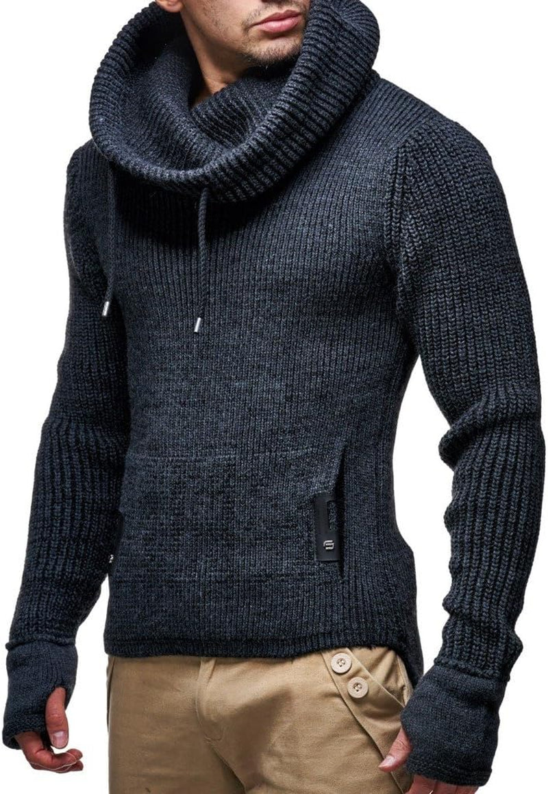 Men’S Knitted Pullover | Long-Sleeved Slim Fit Shirt | Basic Longsleeve Sweatshirt with Shawl Collar for Men