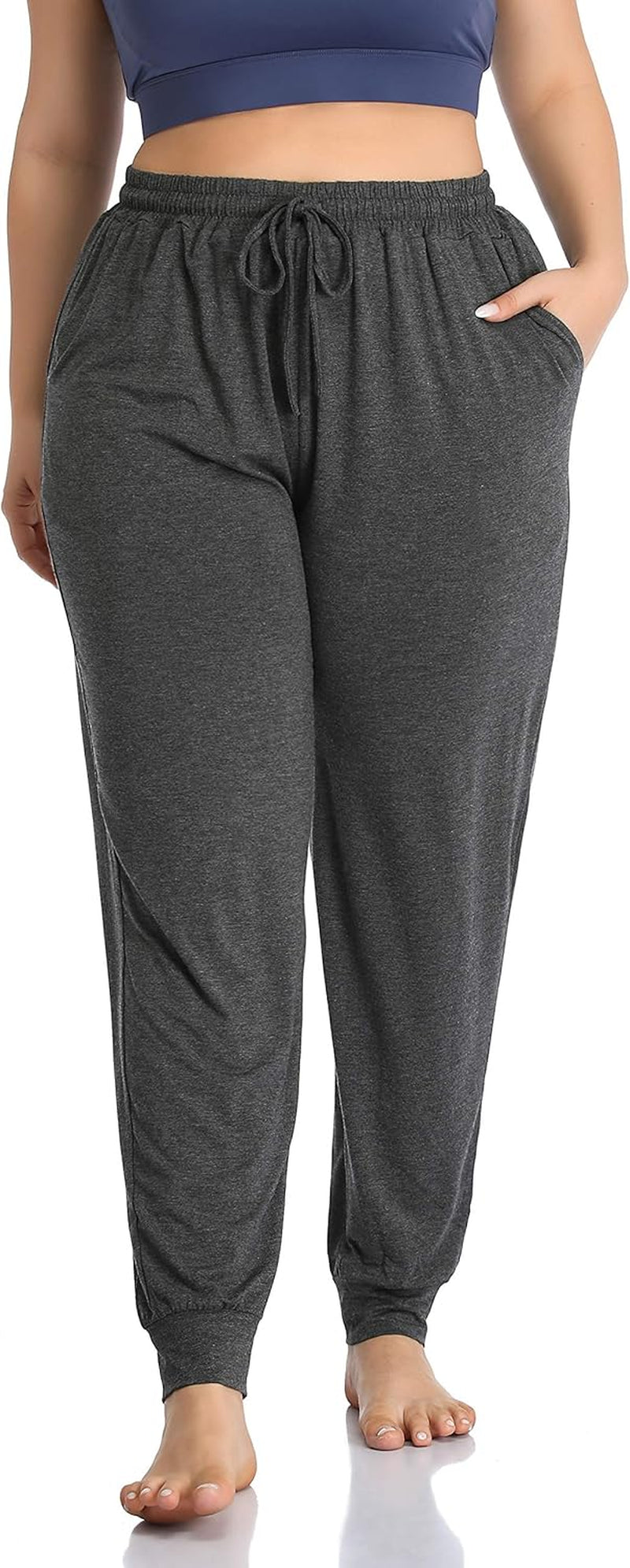 Women'S plus Size Casual Lounge Yoga Pants Comfy Relaxed Joggers Pants Drawstring with Pockets